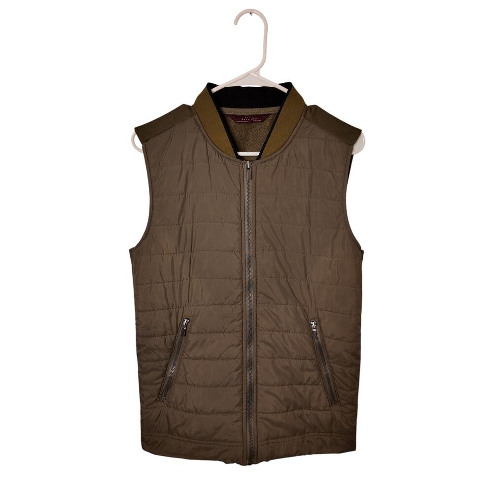 Zara Man Basic Olive Quilted Puffer Vest Men's Medium